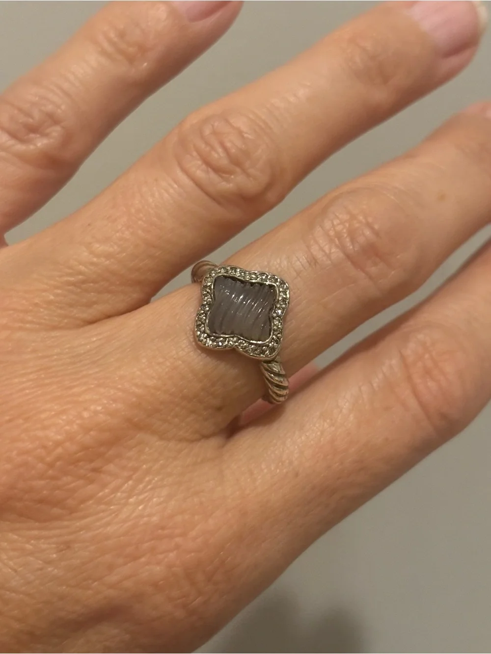 David Yurman Albion Hematite and Pavé Diamond ring, Sterling Silver